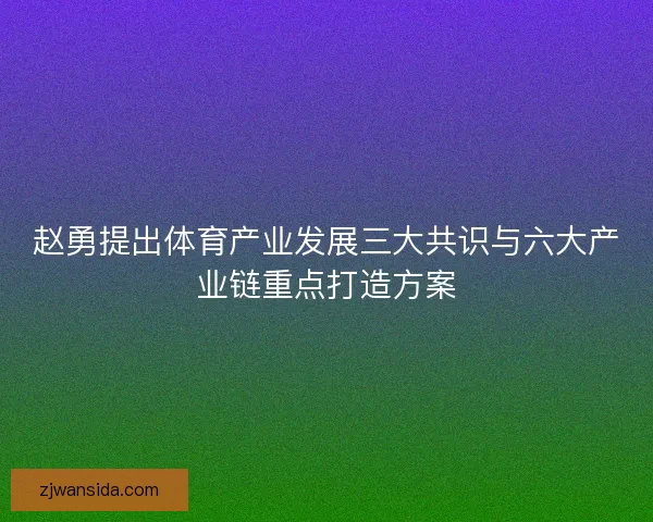 赵勇提出体育产业发展三大共识与六大产业链重点打造方案